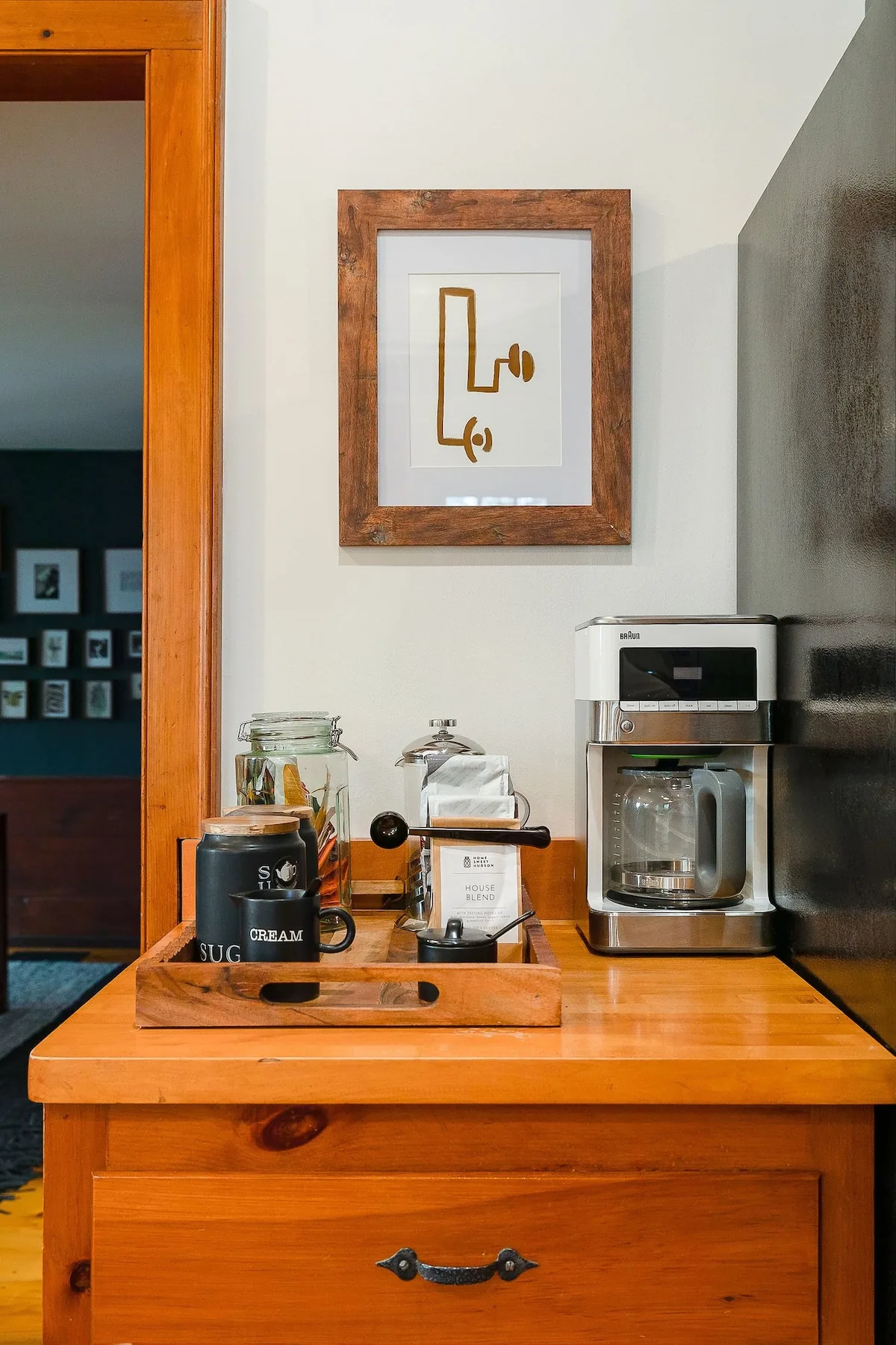 Coffee and tea station in the kitchen